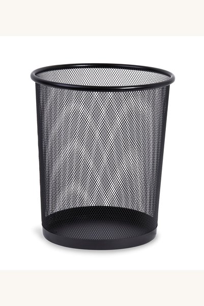 Comerivo Coș de gunoi metalic negru pentru birou, 8.5L, Ø25x26cm