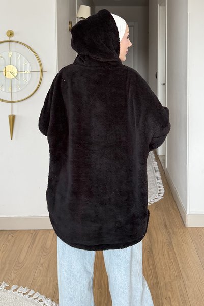 SaklıButik Oversize Düz Peluş Hırka
