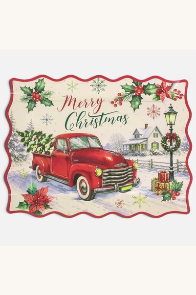 Comerivo Farfurii carton Craciun cu ornamente festive 32x24cm, set 6 bucati