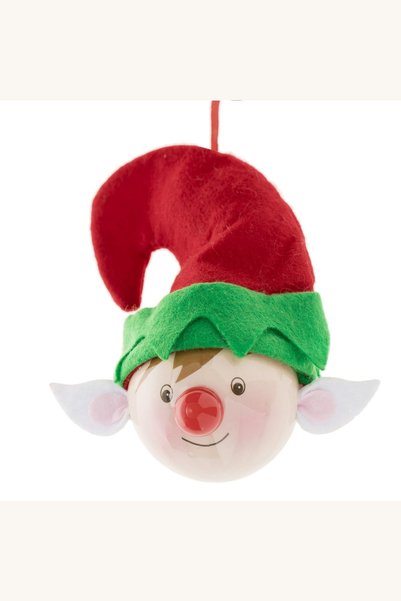 Comerivo Ornament Craciun glob 3D spiridus 6.5cm pentru Brad