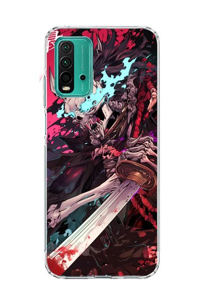 lelia حافظة هاتف شفافة مطبوعة بتصميم هيكل عظمي ساموراي متوافقة مع Redmi 9T