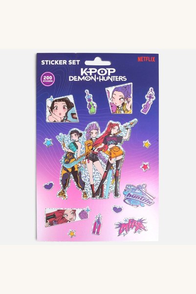 Comerivo Set 200 autocolante K-POP Demon Hunters, 4 foi, pentru caiete și pro...