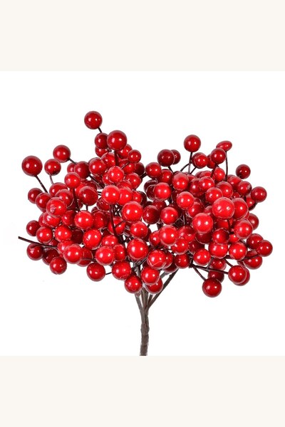 Comerivo Ramura artificiala cu fructe rosii pentru Craciun, 23cm, decoratiune...