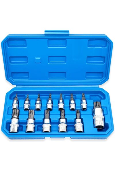 Generic طقم مفاتيح توركس نجمية 13 قطعة - مقابس CRV، رؤوس فولاذية S2، مقاس 1/4...