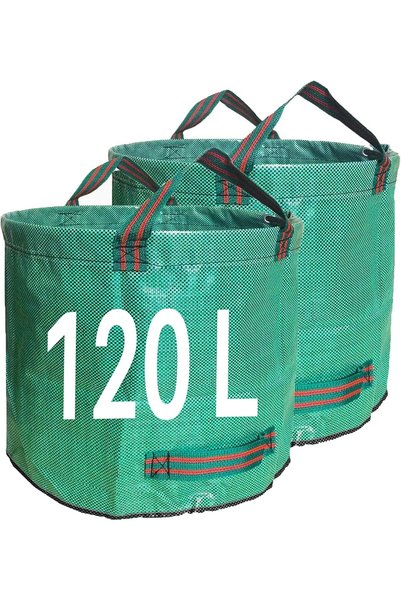 Generic مجموعة من 2 أكياس نفايات حدائق سعة 120 لتر، أكياس حدائق متينة قابلة ل...