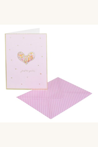 Comerivo Carte de felicitare cu inimioare aurii si confetti, lila, 12x17cm cu...