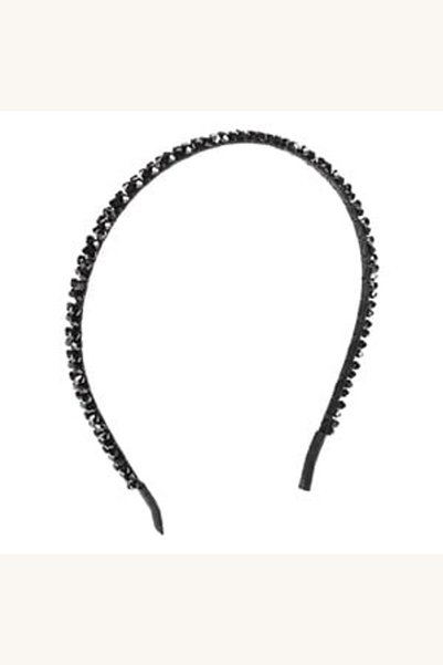 Comerivo Bentita cu pietre negre pentru par, accesoriu elegant de zi