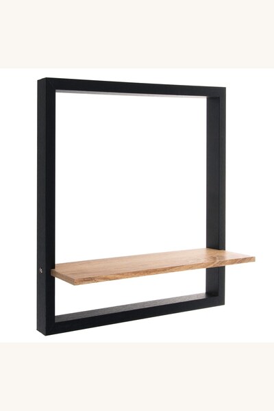 Comerivo Raft de perete din stejar cu cadru metalic negru, 40x10x40 cm