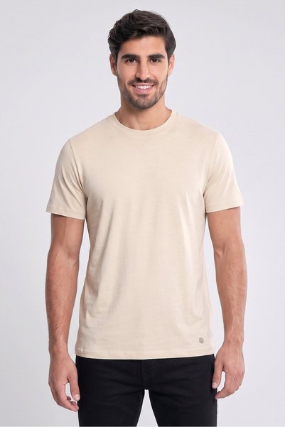 Stance Men Crew Neck Short Sleeve Solid T-Shirt, Beige