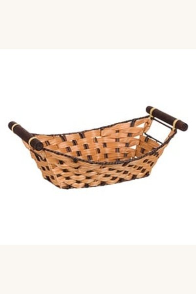Comerivo Cosulet decorativ din plastic cu manere lemn, model impletit maro 34...