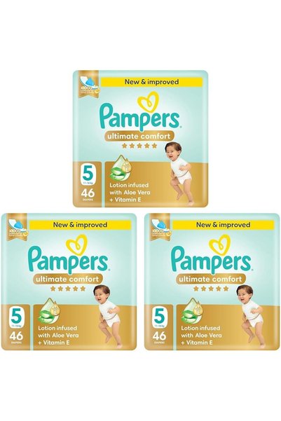 Generic الراحة القصوى، مقاس 5، 11-16 كجم، عبوة ضخمة، 46 حفاضة (عبوة من 3)