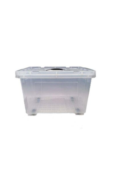Milano Clear Plastic Storage Box 20 L with Wheels - Durable HDPE Household Or...
