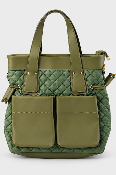 birizmoda Gabriel Women's Quilted Large Size Hand and Shoulder Bag-Khaki