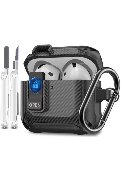 Generic Compatible with AirPods 5 & 4 Case for Secure Lock Rugged,Black Stripe