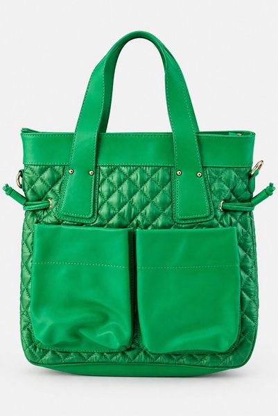 birizmoda Gabriel Women's Quilted Large Size Hand and Shoulder Bag-Green