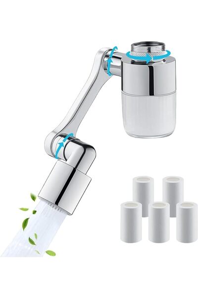 SYOSI 1080° Swivel Faucet Water Filter with 6 Filters, 2 Spray Modes Splash-P...