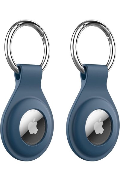 Generic Silicone Case for AirTag 2/1, 2-Pack with Keychain, Navy
