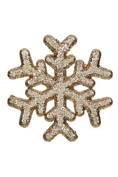 DD SHOP Autocolant Decorativ de Craciun Fulg 3D Bej Sampanie cu Glitter 15x15cm