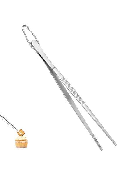 Generic 20.4cm 18/8 Stainless Steel Cooking Tweezer (Pointed Tip, Siver)