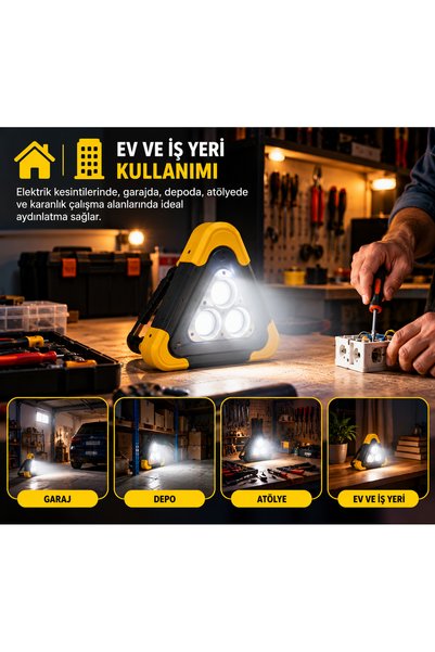 YDGR Üçgen LED Reflektörlü Araç Arıza ve Acil Durum İkaz Lambası