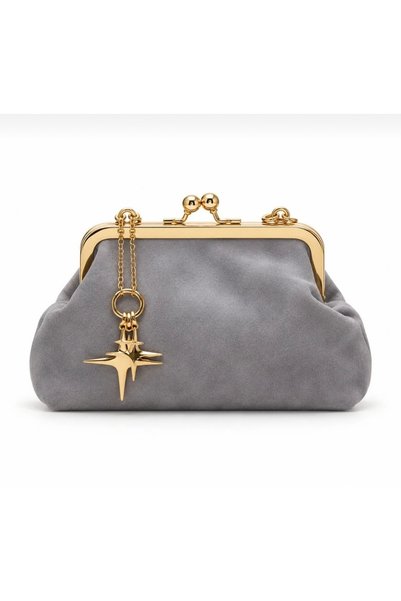 KOÇAK ÇANTA Women's Suede Gold Detailed Chain Strap Scholarship Medium Size E...