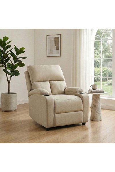 Danube Home Mystic 1 Seater Fabric Pushback Recliner With Cup Holder