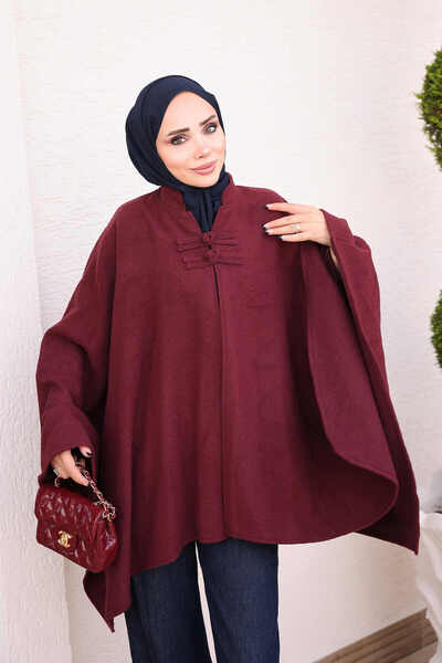 İmajButik Bordo Çin Düğümü Detaylı Kaşe Panço