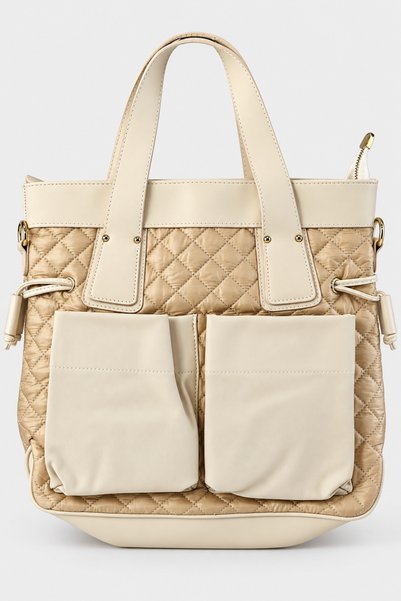 birizmoda Gabriel Women's Quilted Large Size Hand and Shoulder Bag-Cream