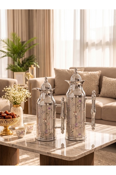 Generic Brand طقم ترامس شاي و قهوة استيل 600 مل +1 لتر بتصميم فاخر وعصري لجلس...