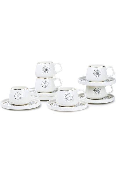 Generic New Bone China Coffee Cup & Saucer Set, 100ml (White, 6 Cups, 6 Sauce...