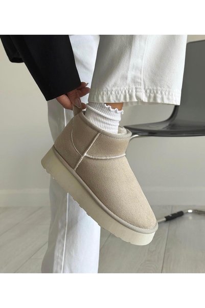 Generic Brand KNEZ SHOES Ghete scurte pentru femei, căptușite cu pluș, cu asp...