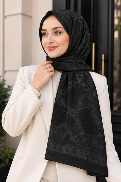 İmajButik شال أورا ناعم باللون الأسود