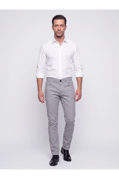White Stone Gri Regular Fit Erkek Chino Pantolon