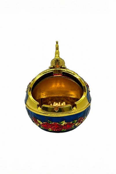 Bounty Navy Blue Metal Peacock Ashtray Office Living Room Decorative Luxury