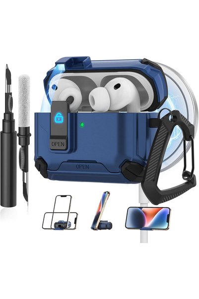 Generic حافظة لسماعات AirPods Pro 3 (2025) مع حامل للهاتف، متوافقة مع Magsafe...