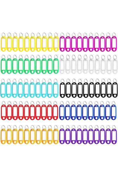 Generic Key Tag, 100pcs Plastic Key Ring Label Tags Key Holder Key Ring Ident...
