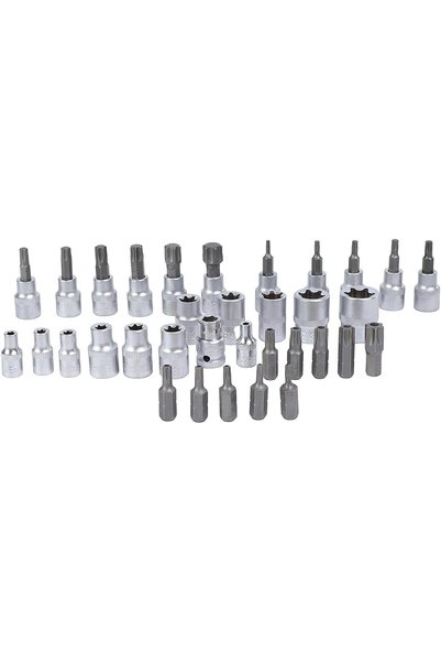 Generic مجموعة مفاتيح توركس وE-Torx - 34 قطعة - مصنوعة من الفولاذ CR-V عالي ا...