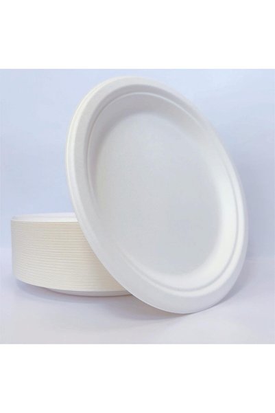 Generic 9 Inch, 50 Pieces Paper Disposable Plates, Nature Compostable Dinner ...