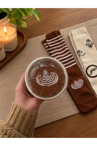 Maius Co. 2 Pairs of Boxed Special Edition Unisex Latte Socks