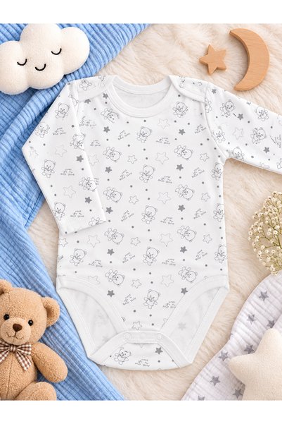 Bulut Anne ve Çocuk Long-Sleeved Snap Fastener Bodysuit 100% Cotton 1. Qualit...