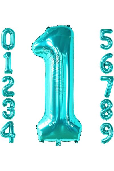 Generic بالون على شكل رقم باللون الأزرق الفاتح لتزيين حفلات تحت البحر مقاس 40...
