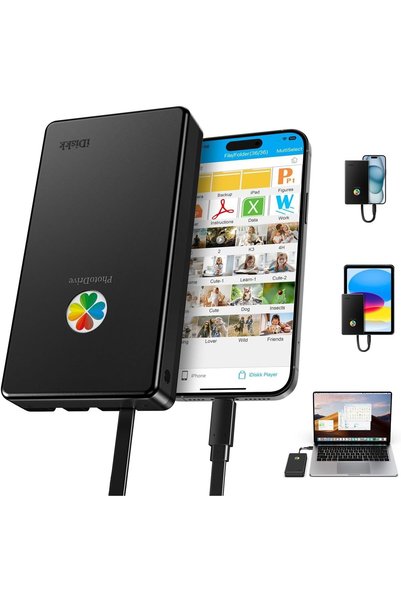 Generic iDiskk【MFi Certified 500G with built in USB 3.0/Type-C/Lightning 3 ca...