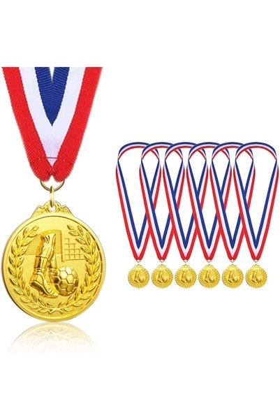 Generic ميداليات كرة القدم للأطفال، ميدالية معدنية ذهبية مع شريط نايلون ثلاثي...
