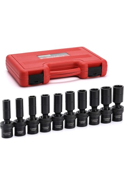 Generic 10 PCS 1/2" Drive Deep Universal Impact Socket Set, Metric,10-19mm, S...