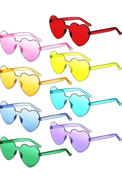 Generic 8 Pairs Of Heart-Shaped Rimless Sunglasses, Rimless Glasses, Fashiona...
