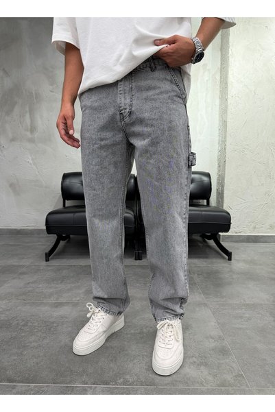 DIFRANSEL JEANS جينز فضفاض بلون الأنثراسيت مع جيوب جانبية مزدوجة