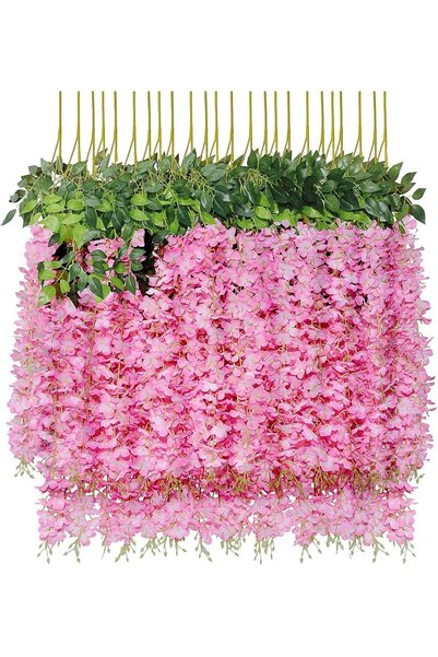 Generic Artificial Wisteria Vine Flowers, 12 Pack 44" Fake Flower Bushy Vine ...