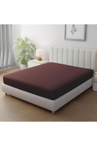 Generic Striped Microfiber Fitted Sheet - Size: Double (120 x 200 cm) - Ultra...