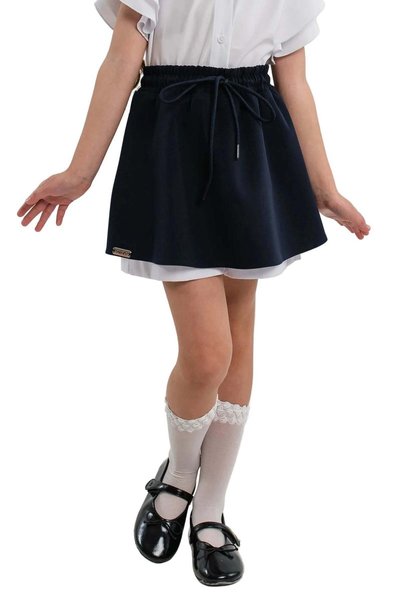 SOLLUXE Fustă-pantalon din stofă cu volan alb, skort pentru uniformă școlară,...