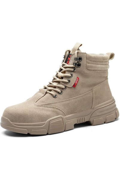 Generic Work Boots for Men Women Leather Safety Work Shoes Steel Toe Cap Snea...